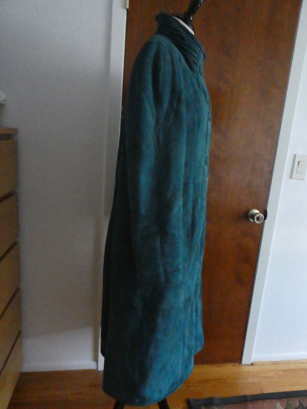 Adarcrea Women Persian Green Teal Shearling Sheepskin Long Winter Coat Spain 10