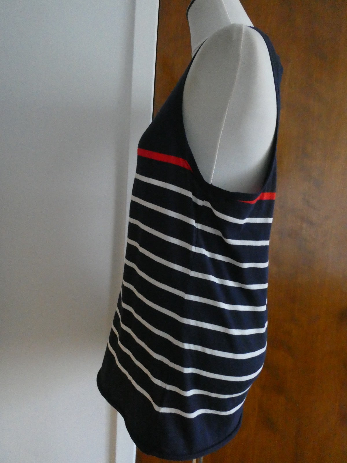 Gap Women’s Navy-Blue Striped Tank Top Red Stripe Sleeveless Cotton Large NWT