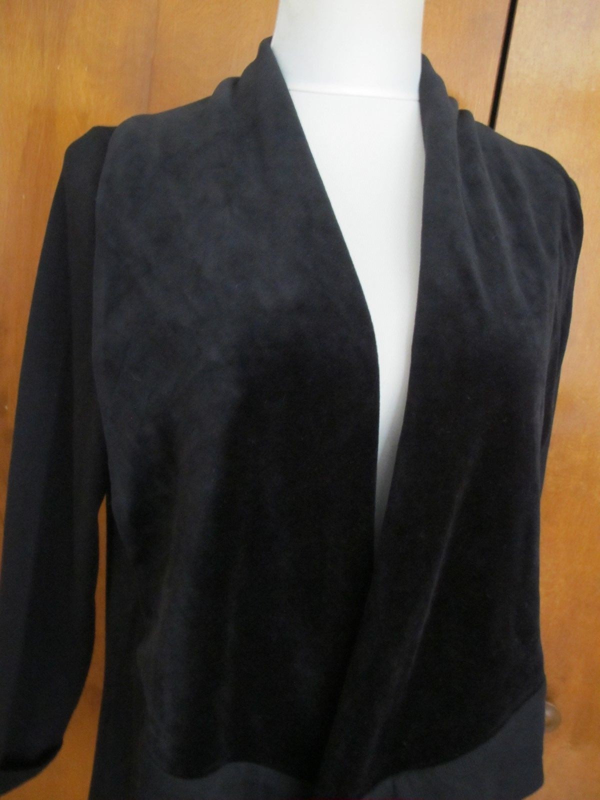 Adrienne Vittadini cardigan women's black flannel open front  Saks Off 5th Large