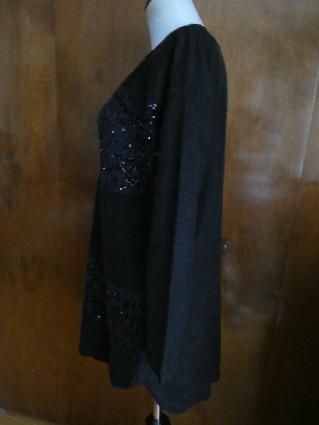 Free People women's black embellished gorgeous long sweater Small