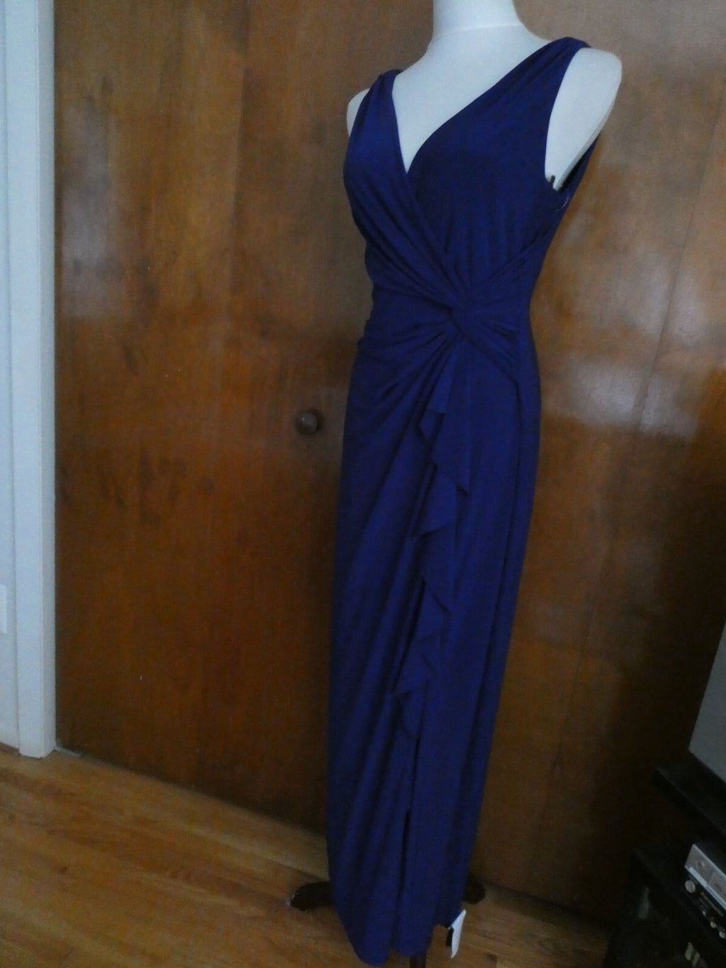 Ralph Lauren women’s maxi blue lined dress 12P 