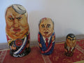 Russian Soviet Presidents Yeltsin Gorbachev Brezhnev Wooden Matreshka Doll 