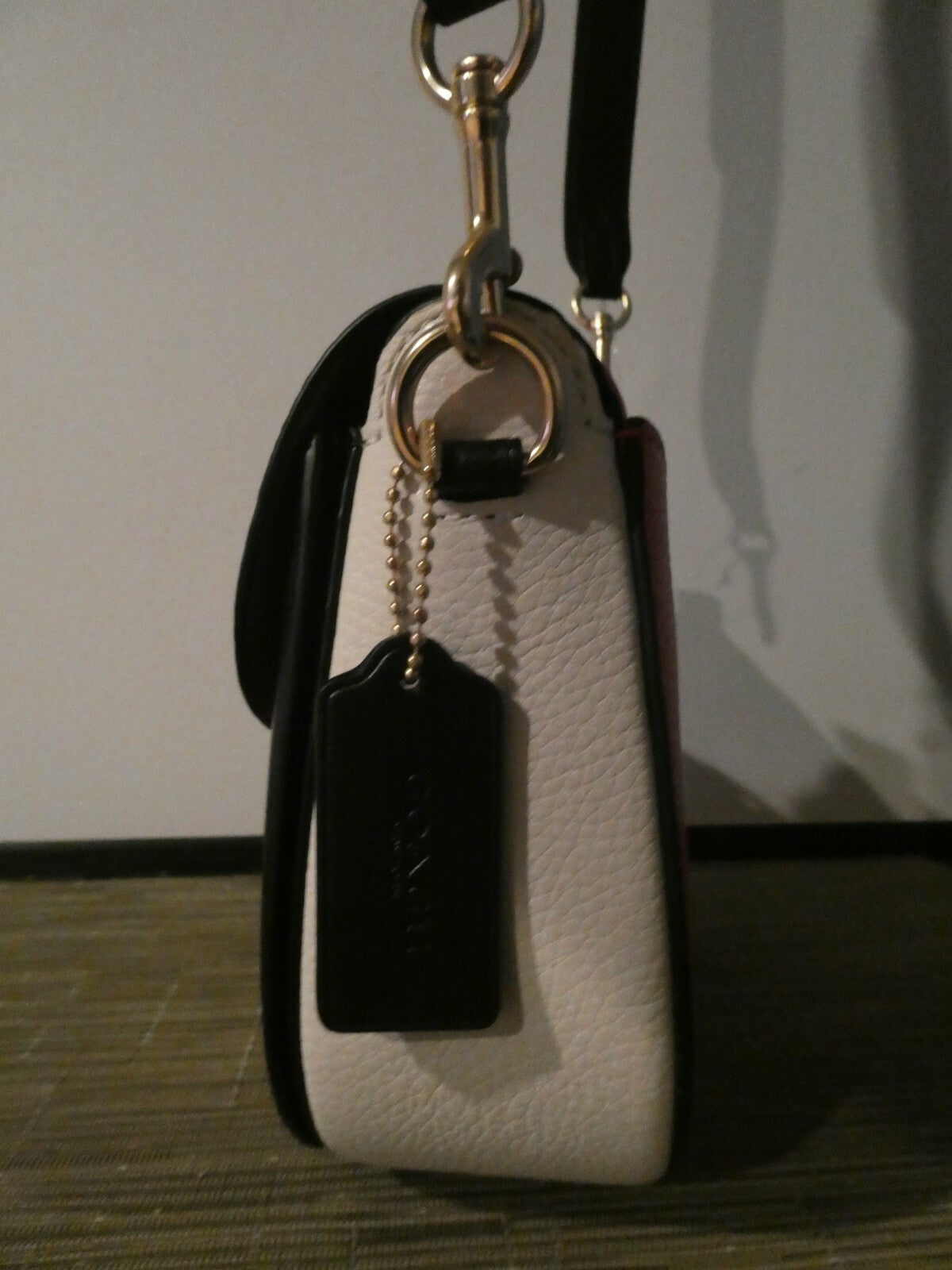 Coach Georgie Saddle Bag In Colorblock GOLD/CHERRY MULTI Style# C3596 