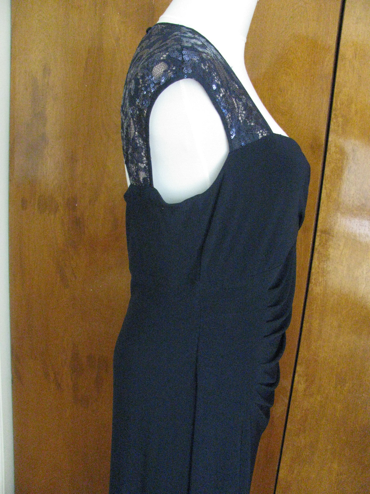 Ralph Lauren women's gown navy sequined mesh bodice NWT evening dress size 14P 