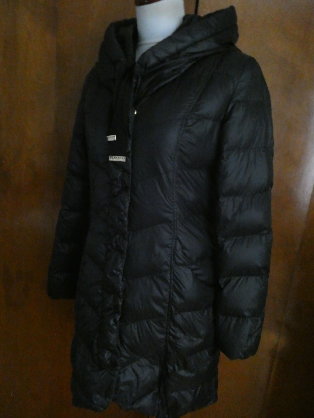 Tahari Women's Black Down Puffer Winter Detailed Coat Jacket Xsmall
