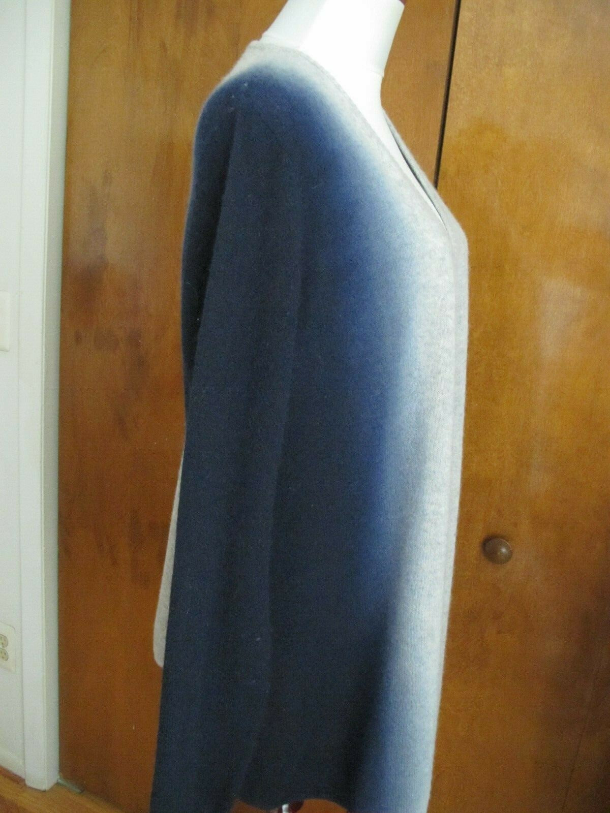 Bloomingdale's Womens Gray Navy Cashmere Open Front Detailed Cardigan XLarge 