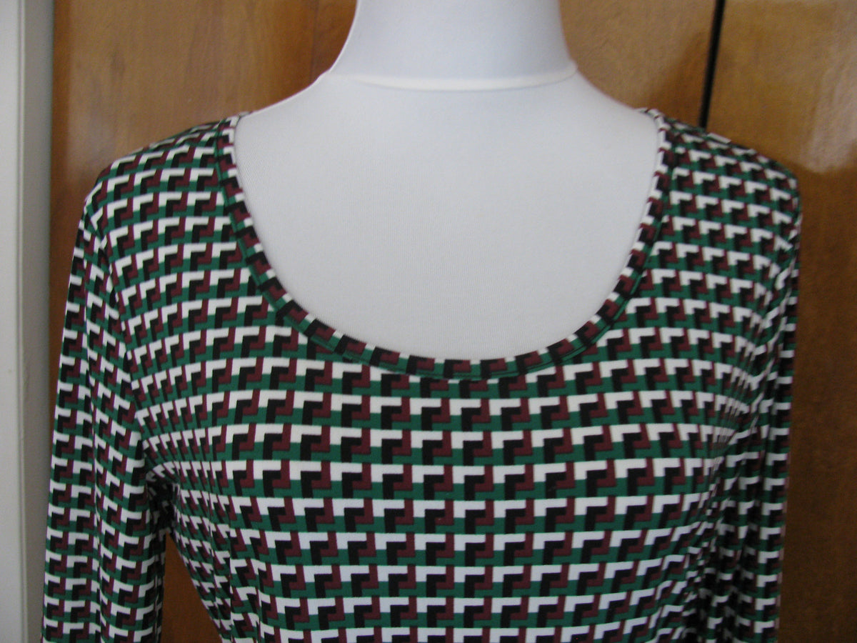 Michael Kors Womens Palmeto Green Geo Print Fit And Flare Dress New