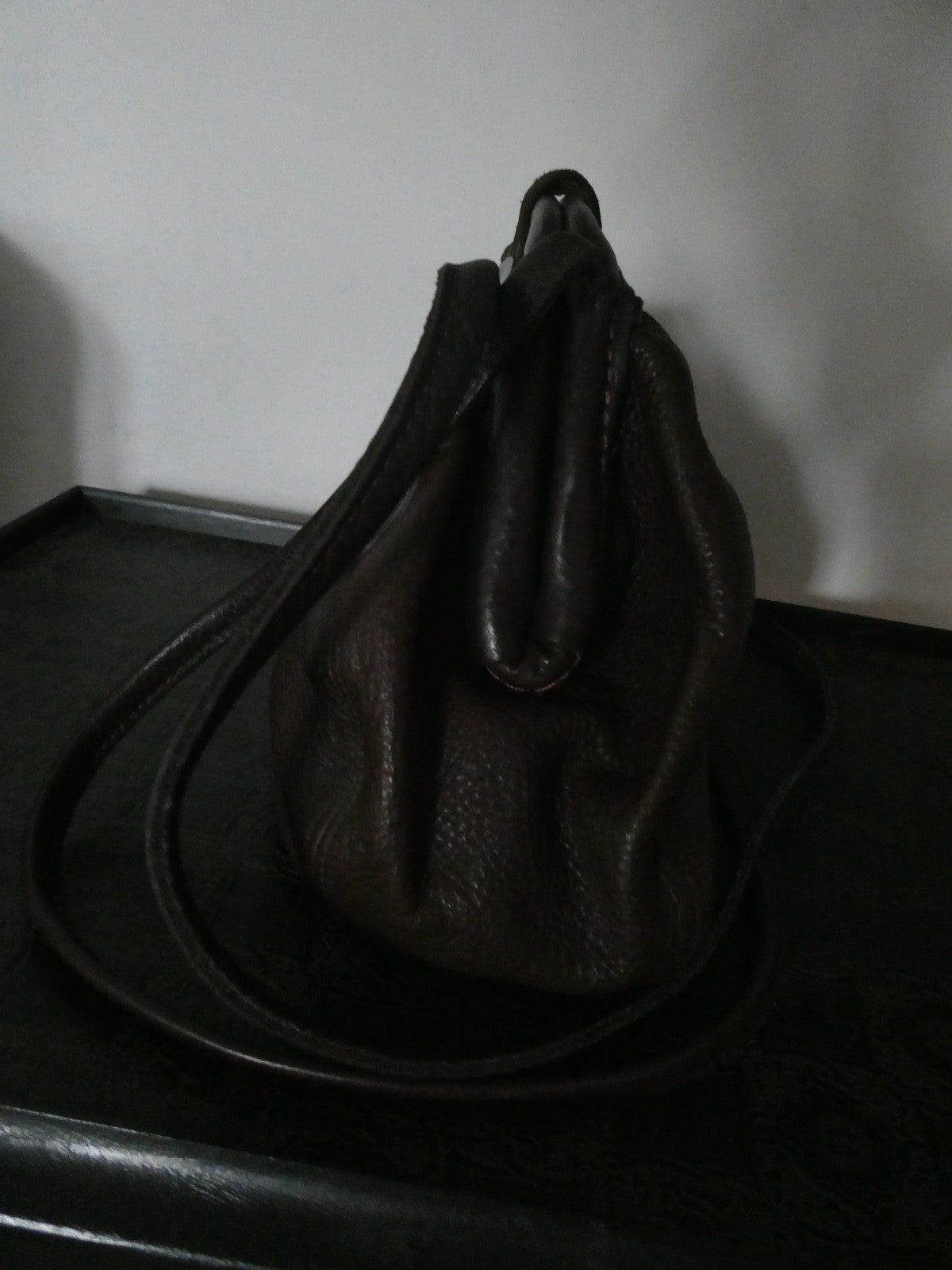 Vintage AMANN Brown Genuine Leather Shoulder Crossbody Bag Large 12x8x5 "1990s"
