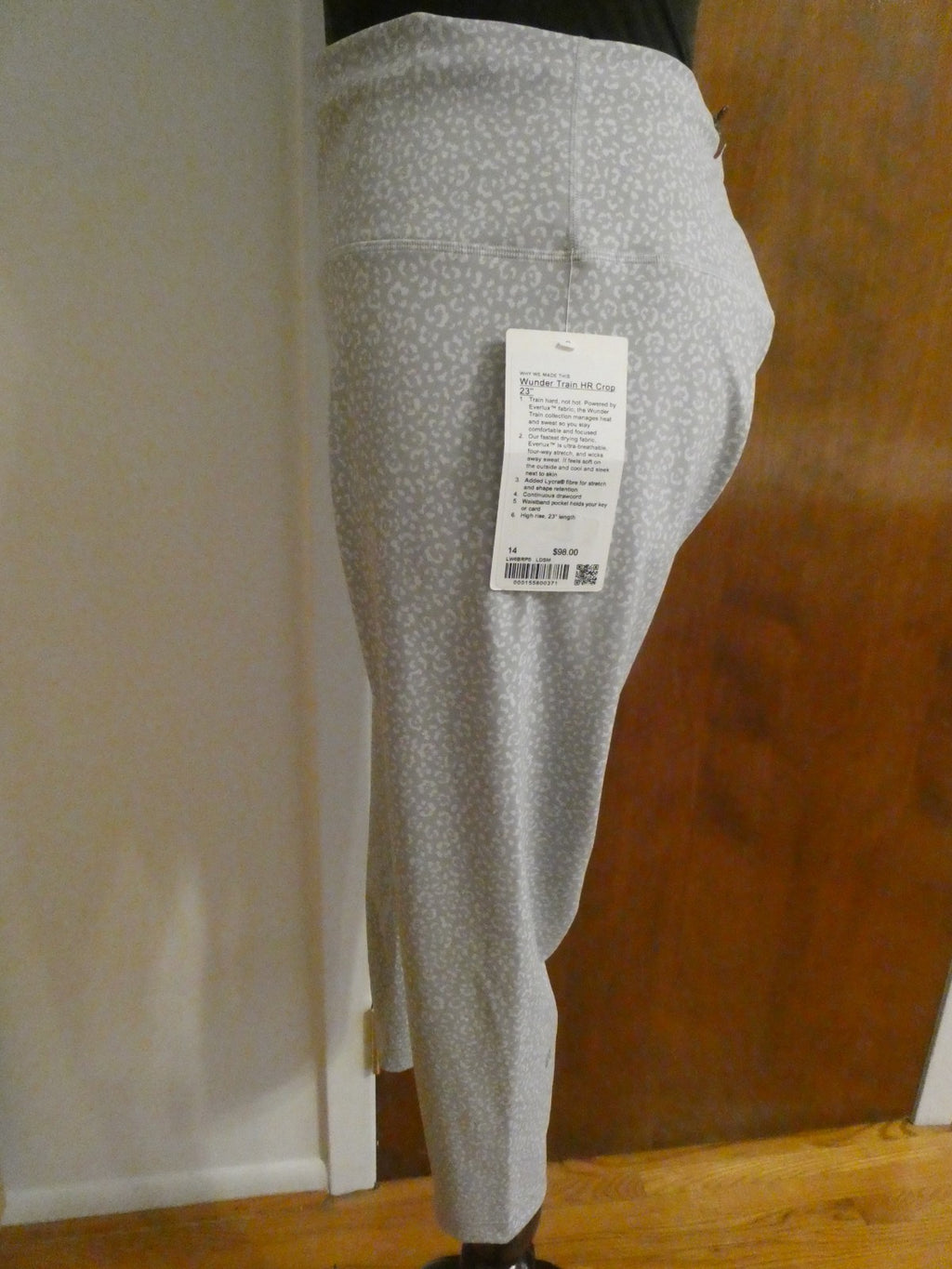 Lululemon Women Wunder Train High-Rise Crop 23" White/Gray Sz 14