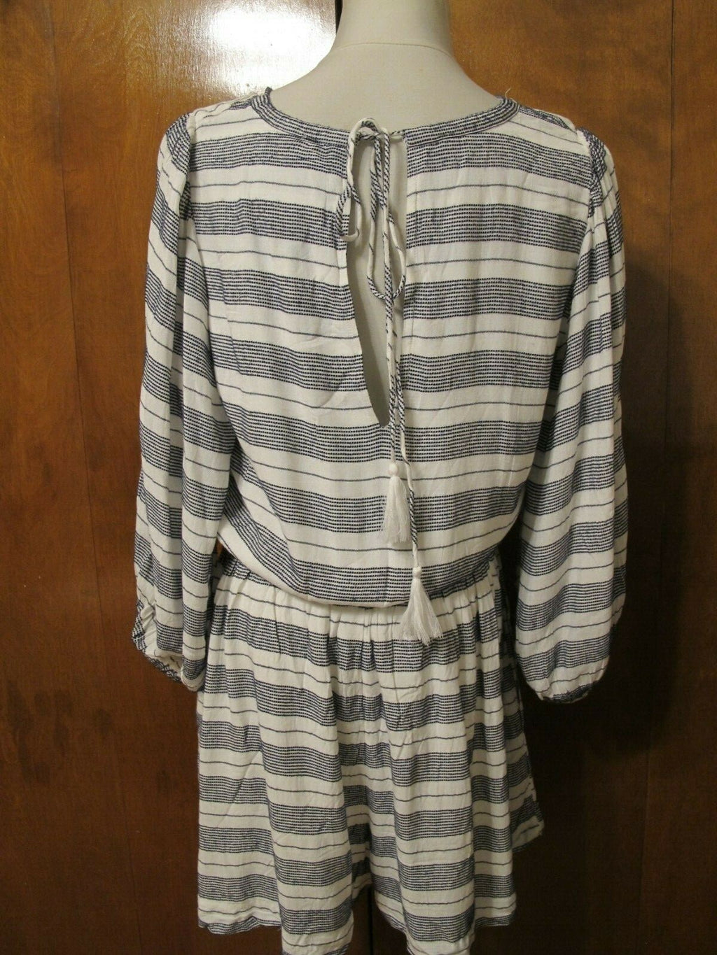 Anthropologie Holding Horses White/Black Lined Tie Romper Jumpsuit Large
