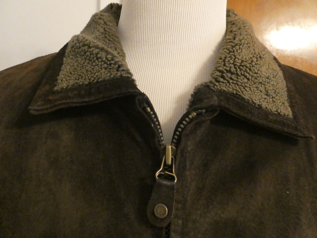 Pacific Trail Men’s Brown Suede Leather Jacket Sherpa Lined Size XL