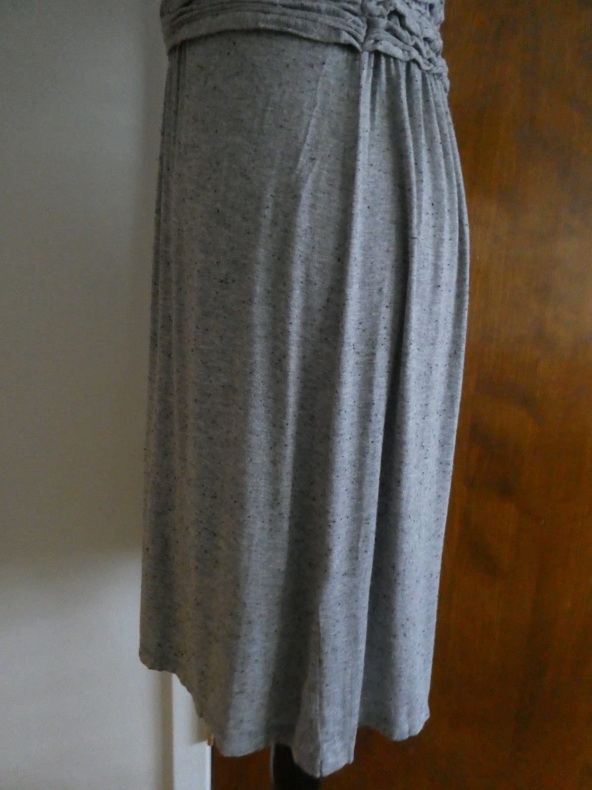 Max Studio women knit jersey dress heather gray with black flecks, featuring L