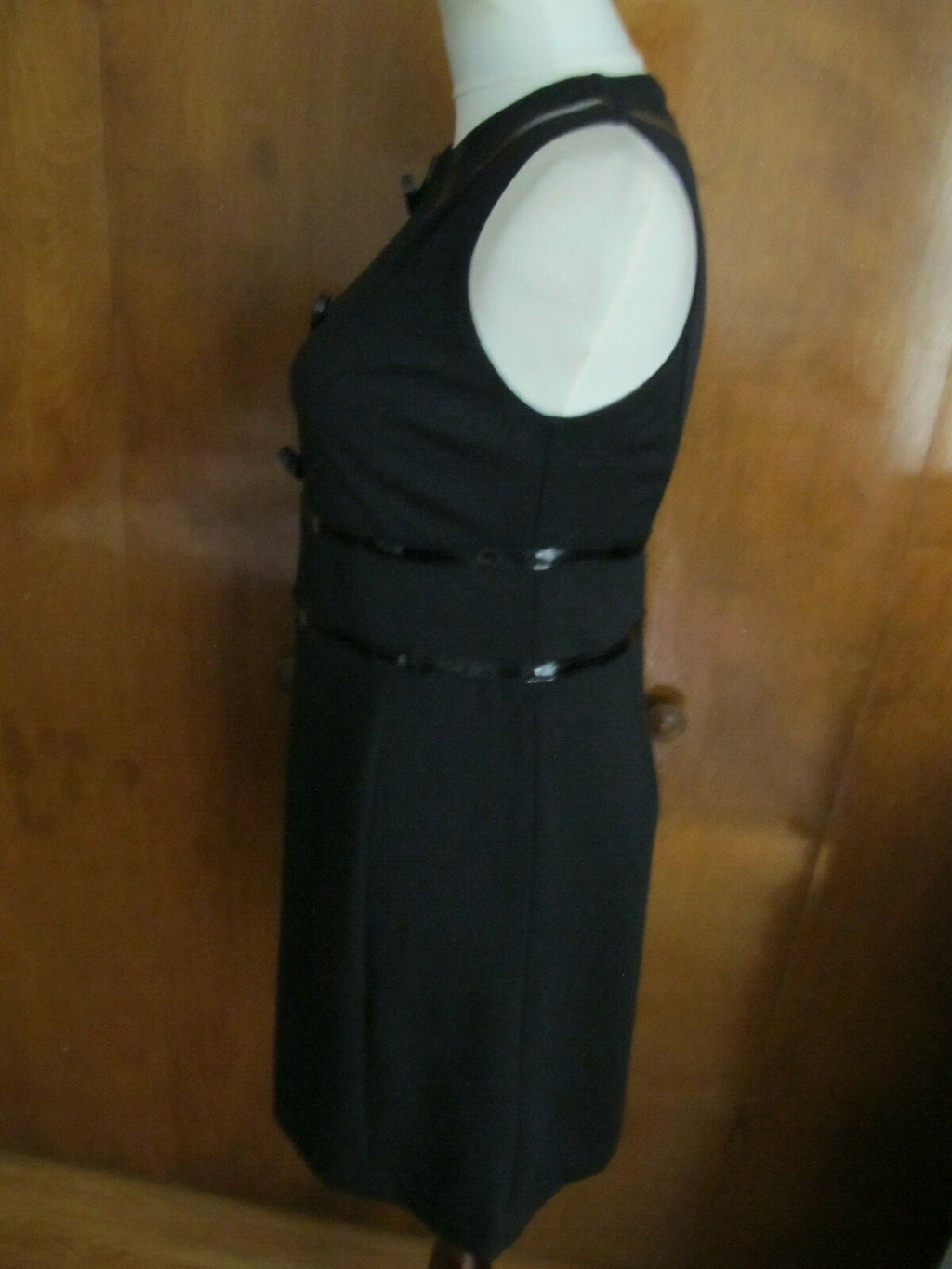 Michael Kors Black Faux-Leather Trim Lined Dress Size 2