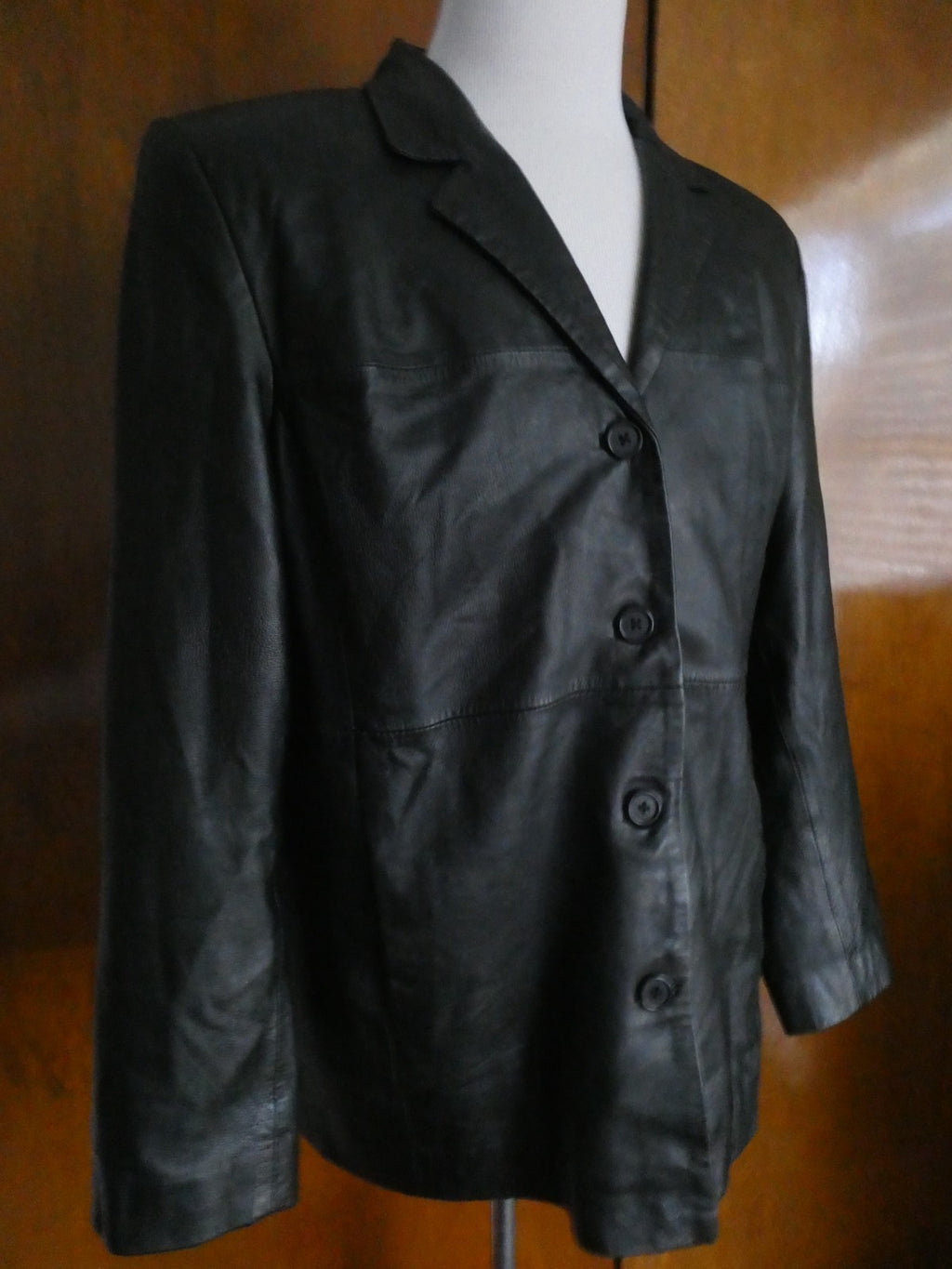 Style & Co Women’s Black Leather Jacket Coat Size XLarge