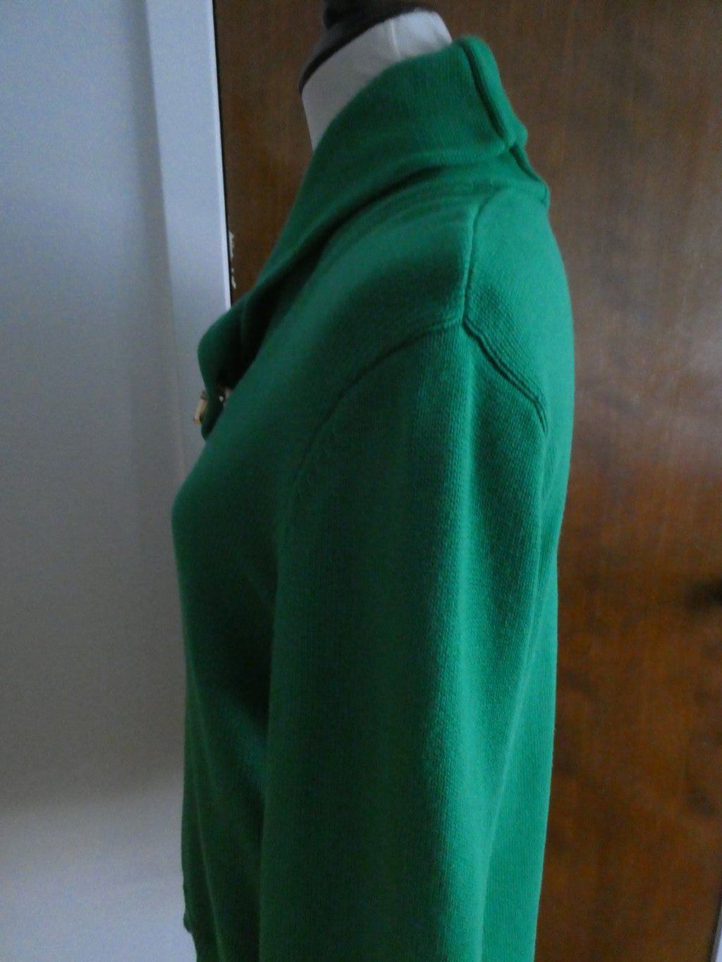 Ralph Lauren Women’s XL Green Shawl Collar Toggle Sweater 100% Cotton EUC
