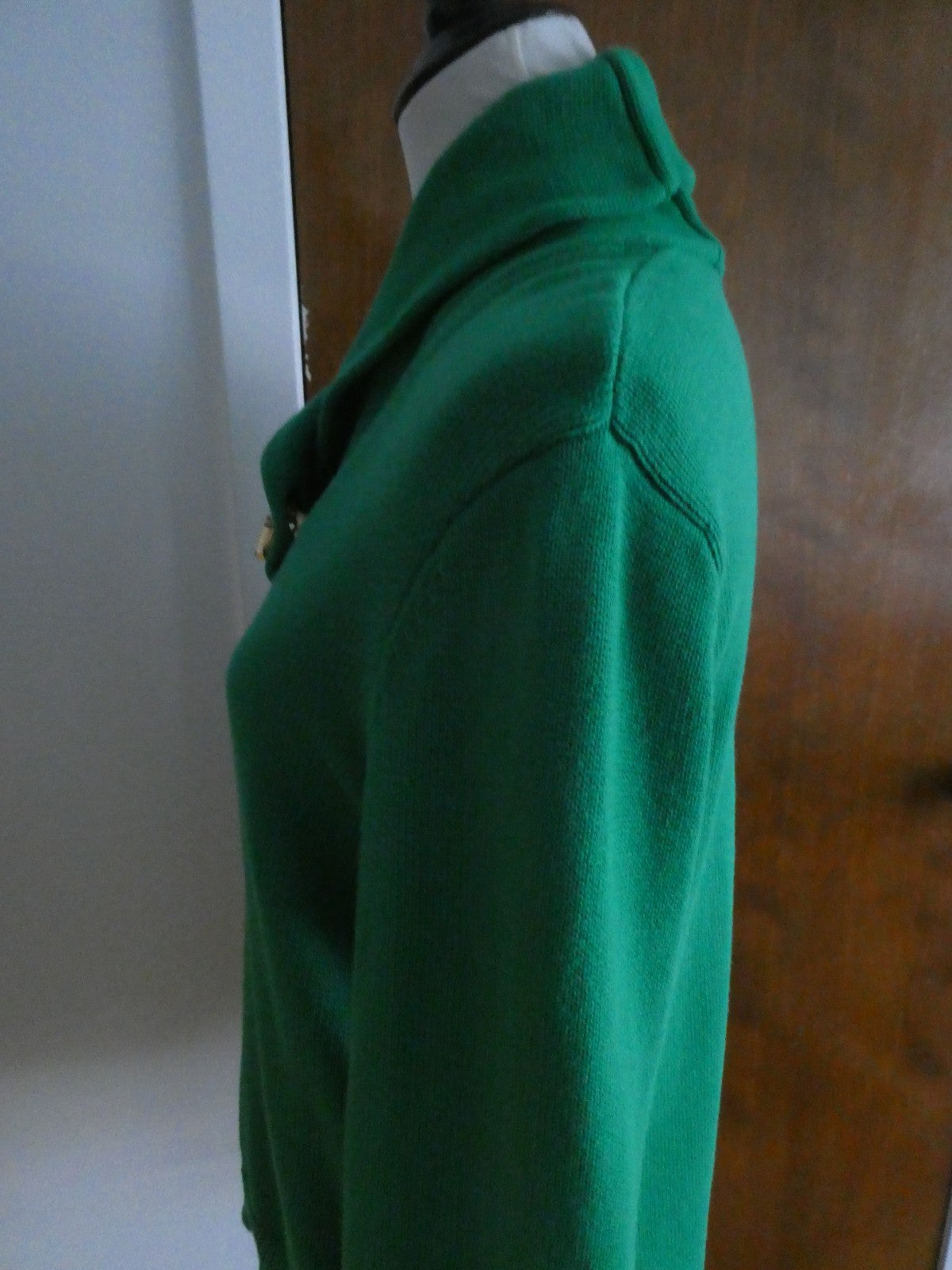 Ralph Lauren Women’s XL Green Shawl Collar Toggle Sweater 100% Cotton EUC