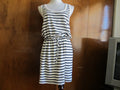 Gap women's white/blue cotton/linen stripped dress New
