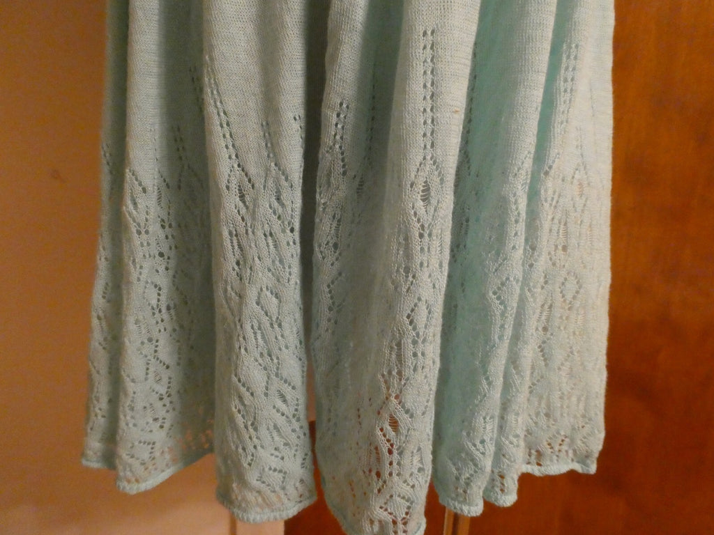 Free People White Open Knit Tie Front Blue Arctic Cardigan Large