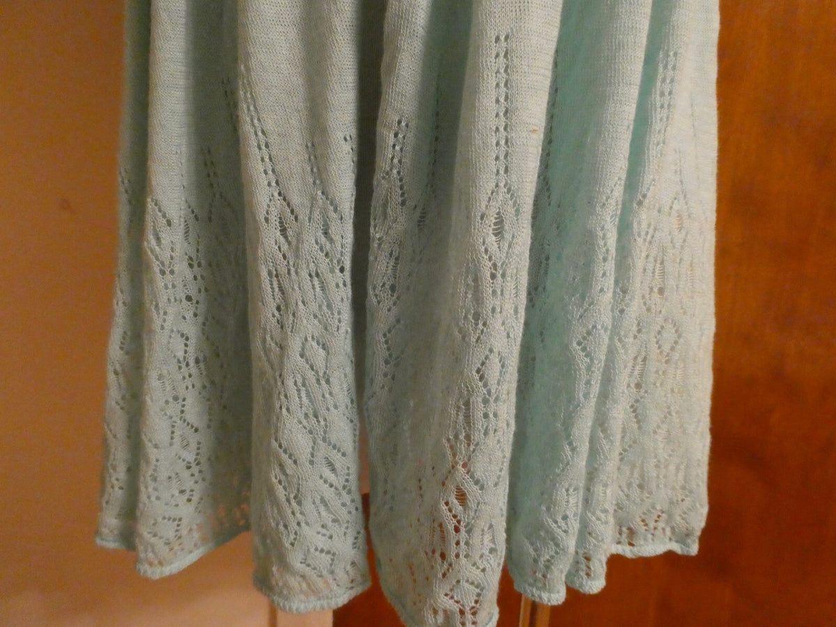 Free People White Open Knit Tie Front Blue Arctic Cardigan Large