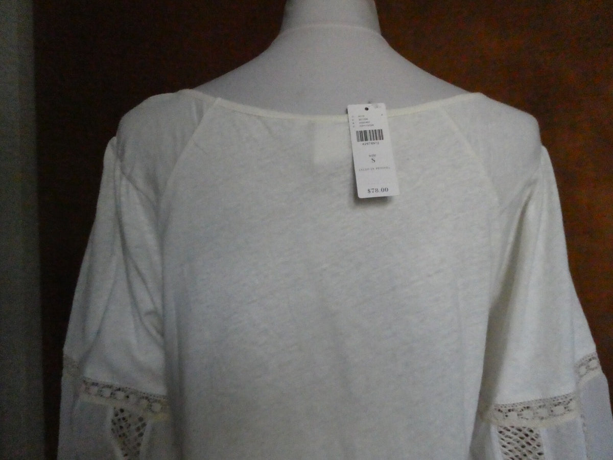 Anthropologie Guest Editor White/Cream Crocheted Long Sleeves Shirt Size Small