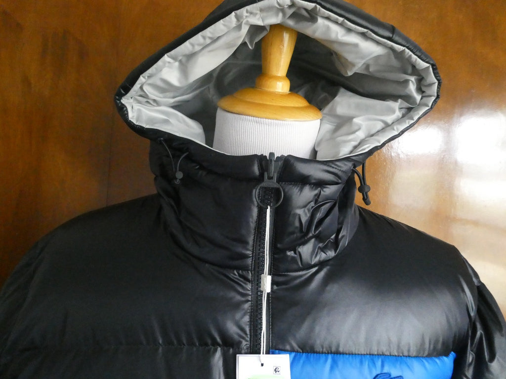 Lacoste Men’s Reversible Down Puffer Jacket XL 2XL Black Gray Hooded NWT $450