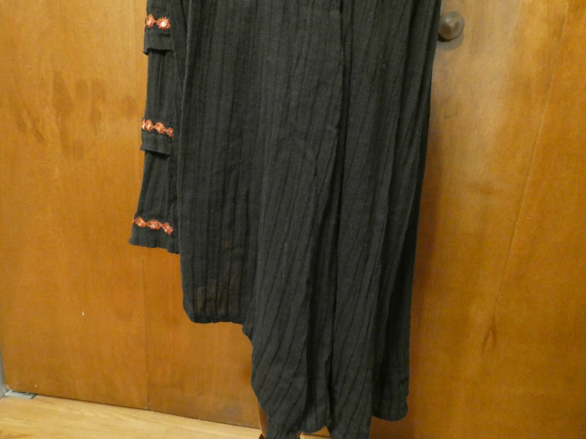 Free People Women’s Asymmetric Black Embroidered Soft Cotton Dress Small 