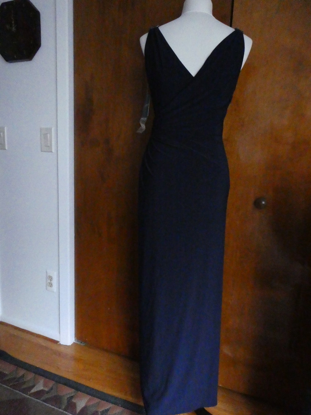 Ralph Lauren women navy evening sequined gathered dress New