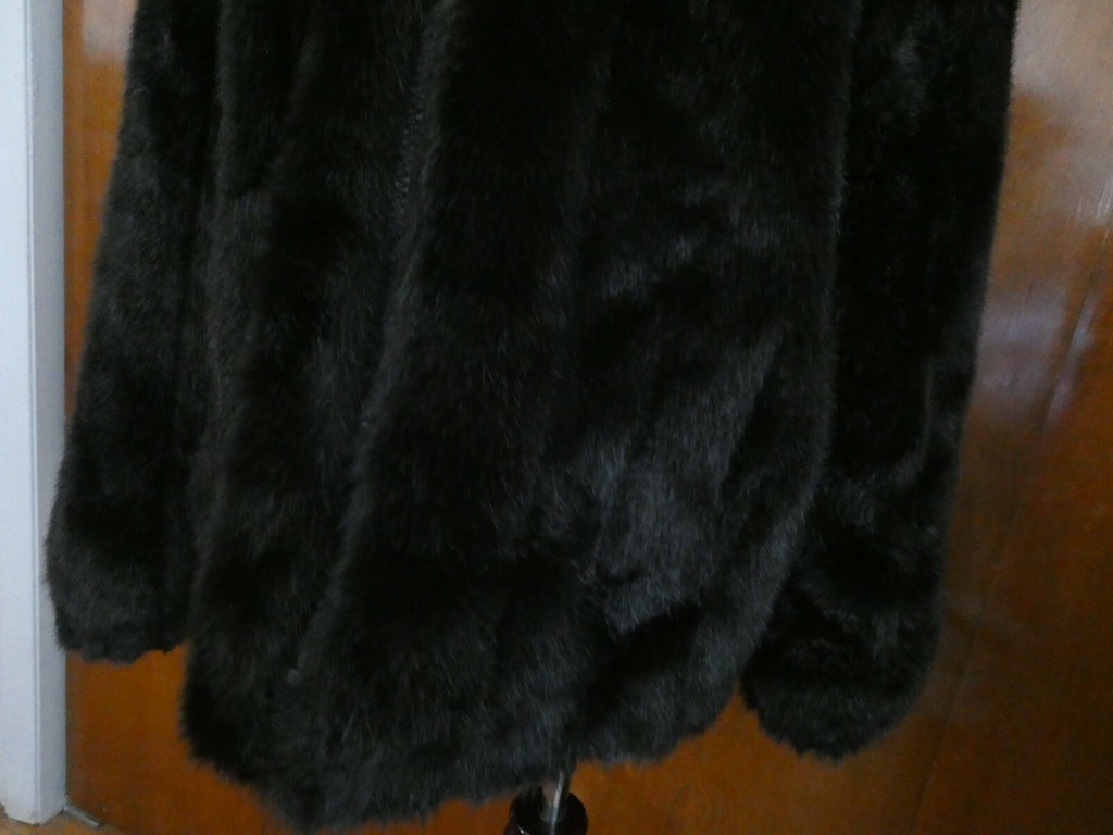 Olympia Limited INC Women's Faux Fur Coat Jacket Black Medium (Fits LARGE) USA