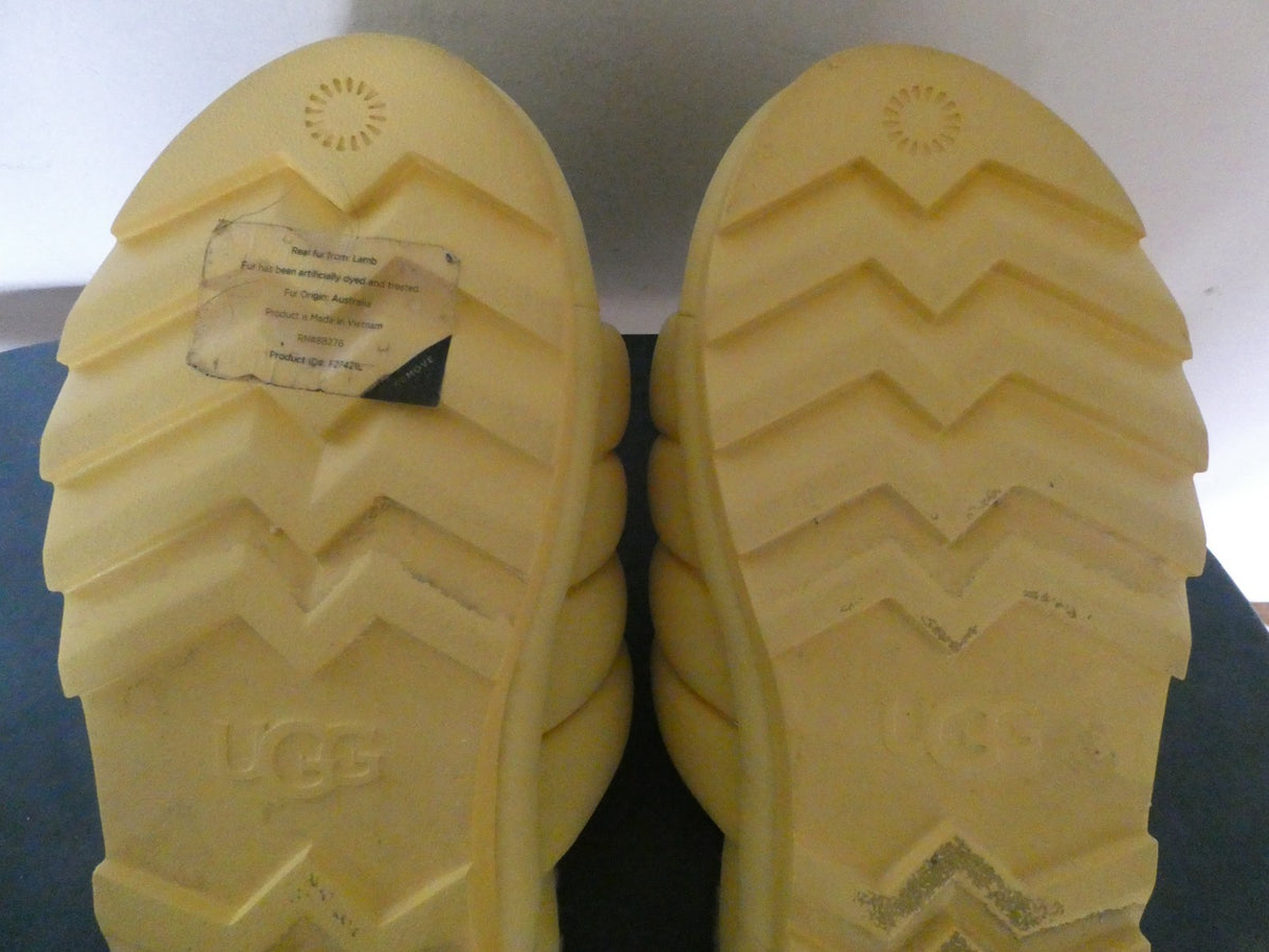 UGG Women Banana Yellow Maxi Sheepskin Platform Slide Women Size US 11