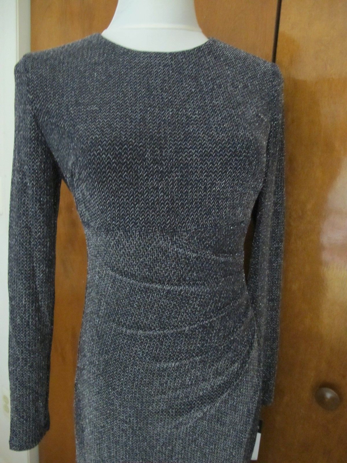 Ralph Lauren Women's Navy Silver Detailed Lined Evening New Dress