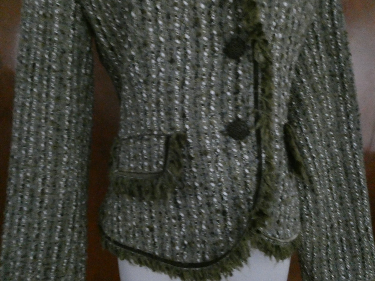 Vertigo Women Stylish Green Lined Blazer Size Large (Fits Medium) Made in France