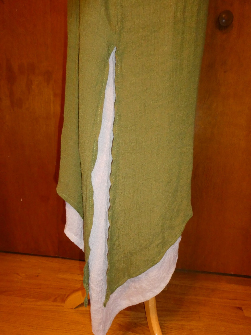 GRACILA Women’s Green/Ivory ¾ Sleeves Two Layer Long Dress 5X 