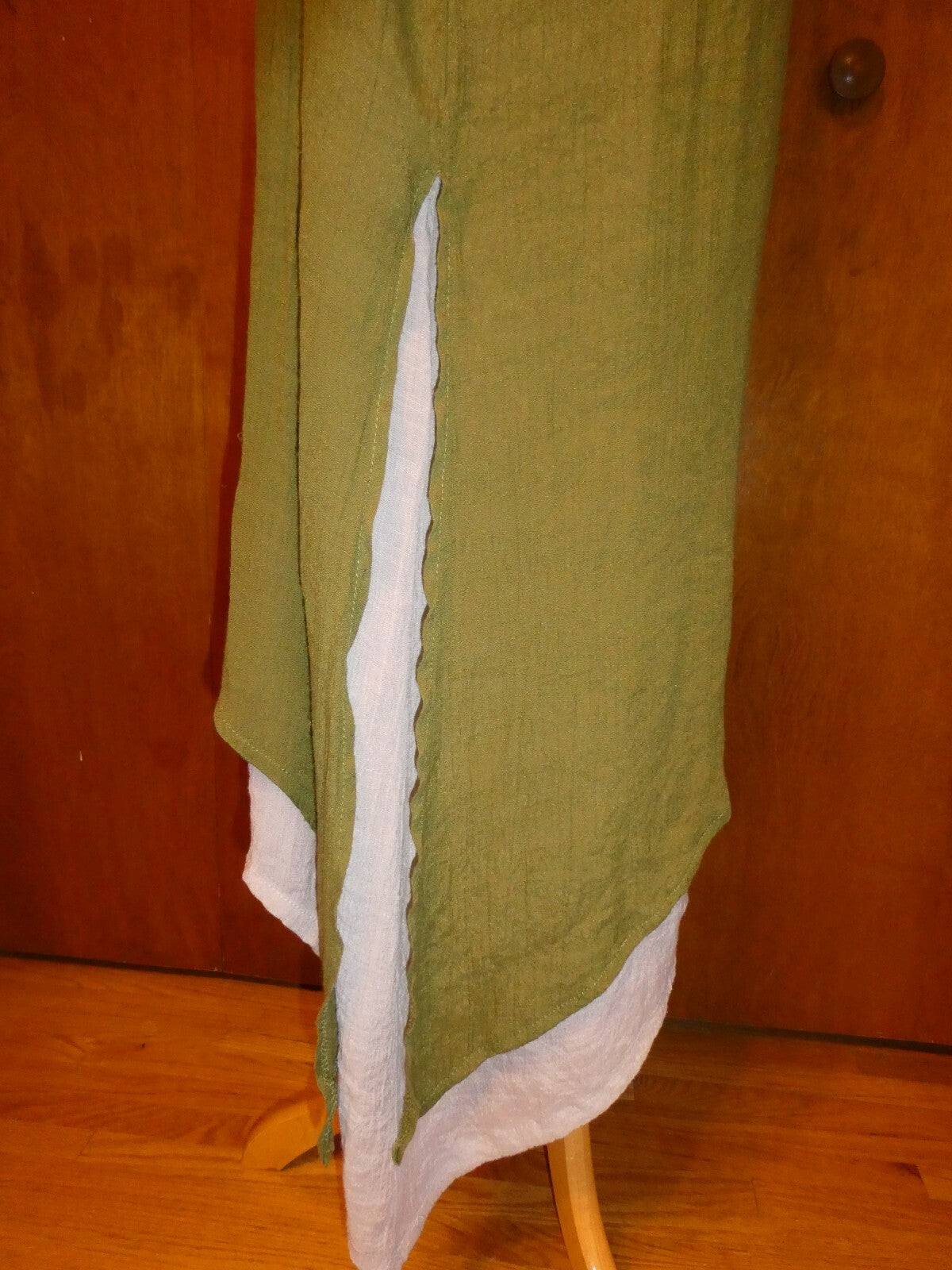 GRACILA Women’s Green/Ivory ¾ Sleeves Two Layer Long Dress 5X 