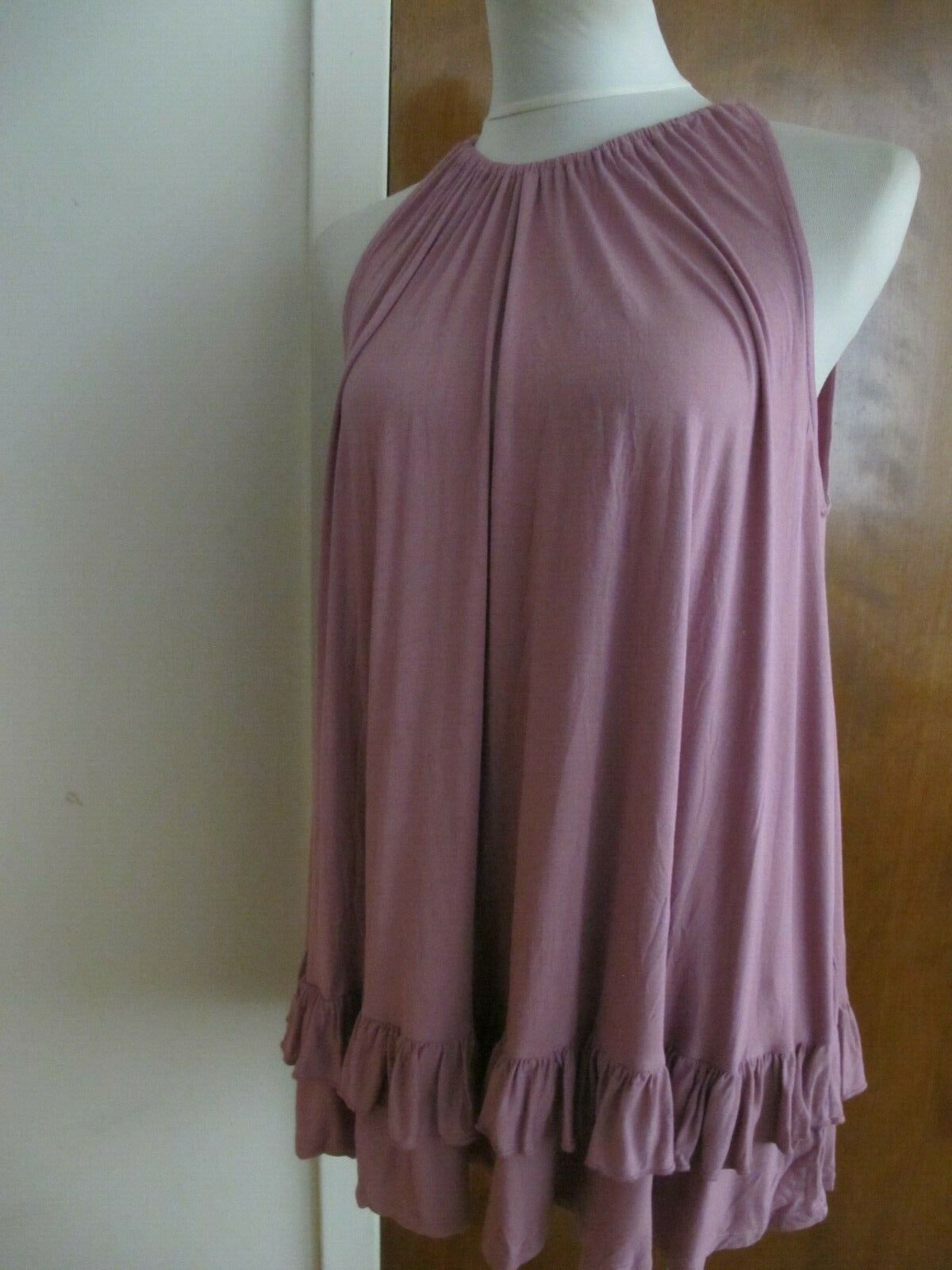 Anthropologie Eri & Ali Women’s Pink/Rose Ruffle Hem Swing Top Xsmall