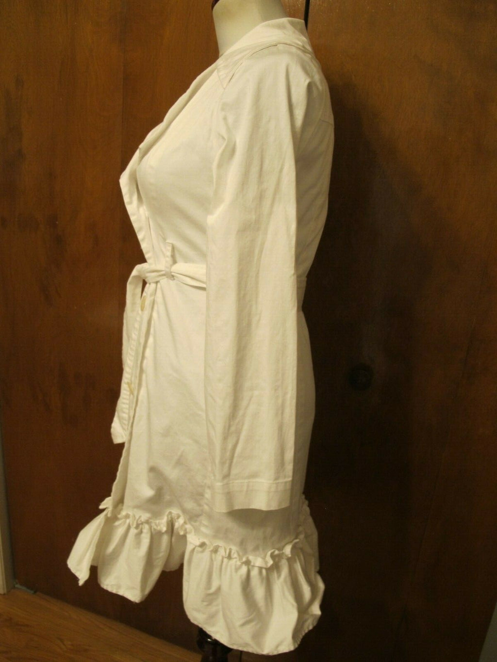 Nine West Women’s White Button-Down Cotton Trench Lined Coat Blazer M (fits S)