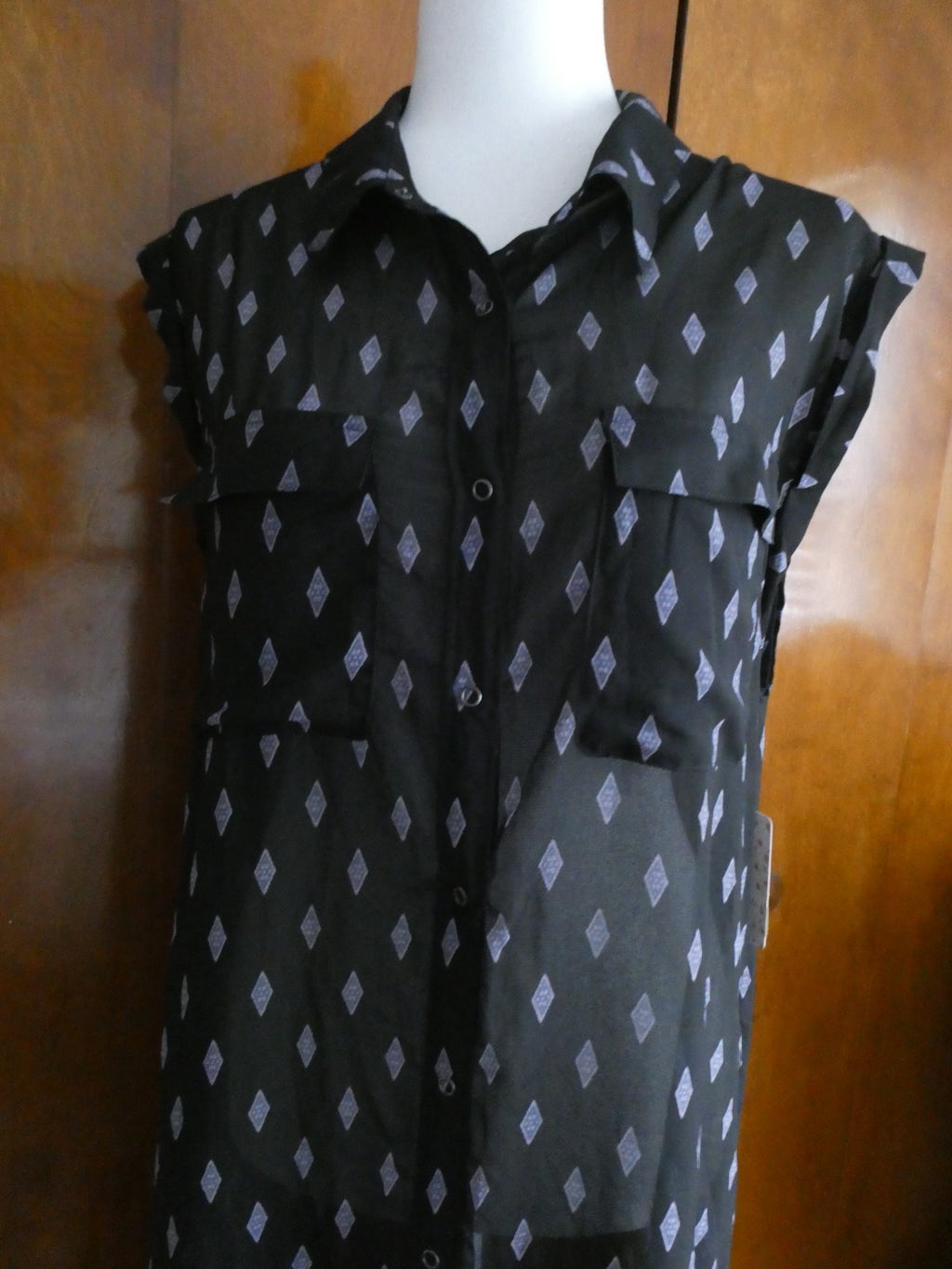 Free People women's black combo sleeveless snap-on full length sheer dress Large