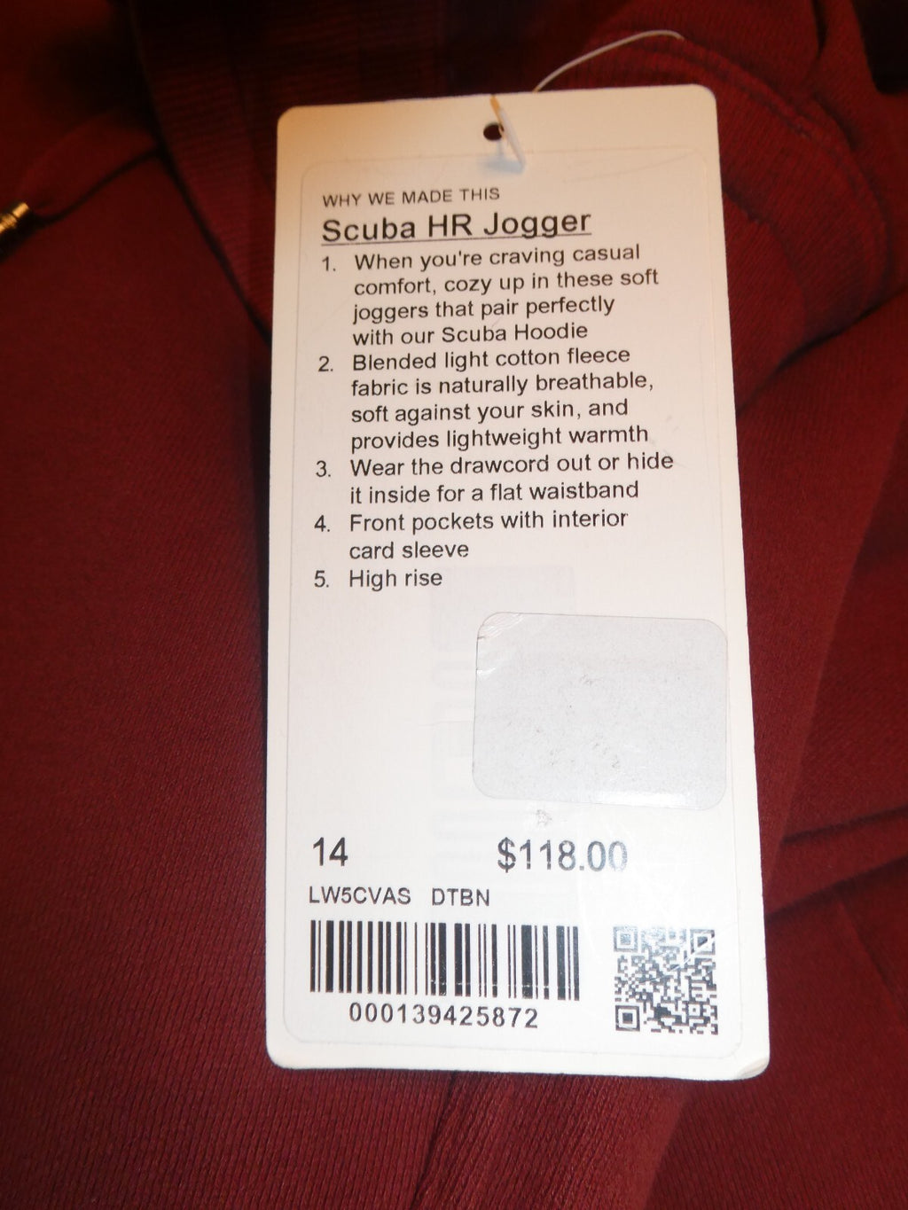 Lululemon Women’s Brown Scuba HR Jogger Size 14