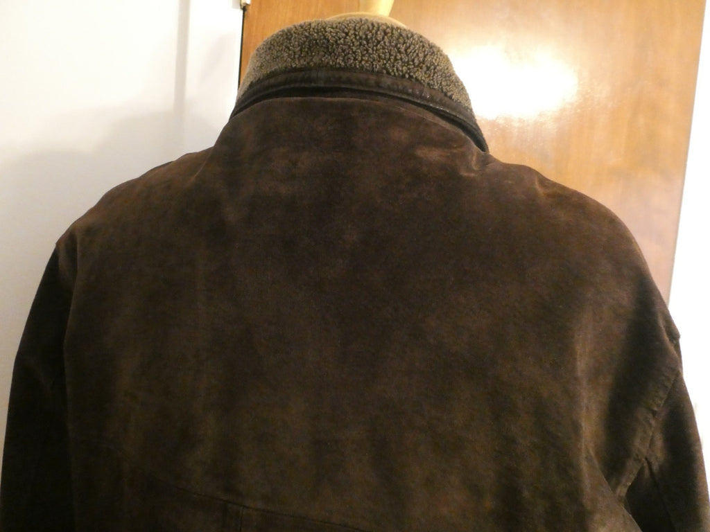 Pacific Trail Men’s Brown Suede Leather Jacket Sherpa Lined Size XL