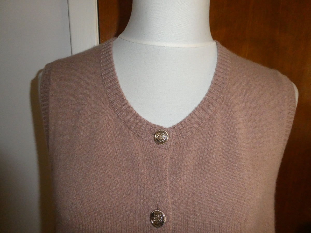Bloomingdale's 100% Cashmere Button Front Sweater Vest Camel Size XL $178 NWT