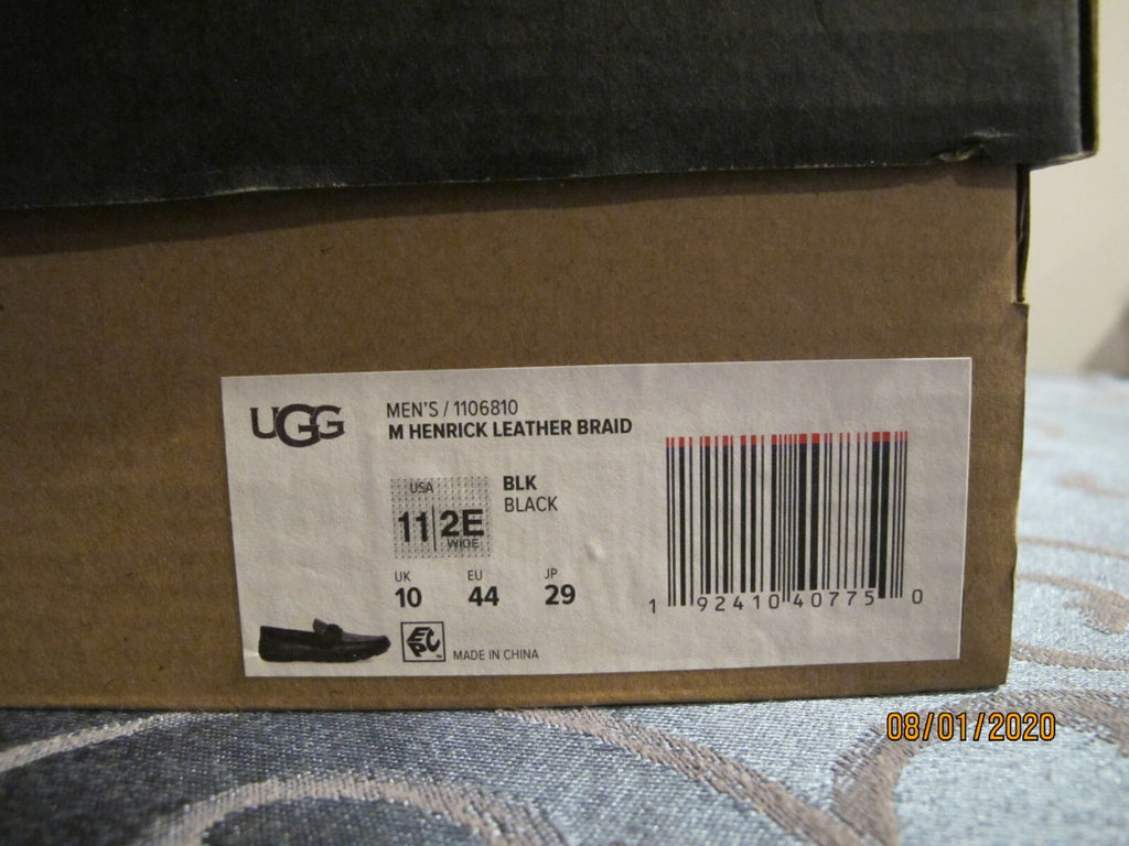 UGG Men's Henrick Leather Braid Black Shoes style 1106810 size 11 2E Wide