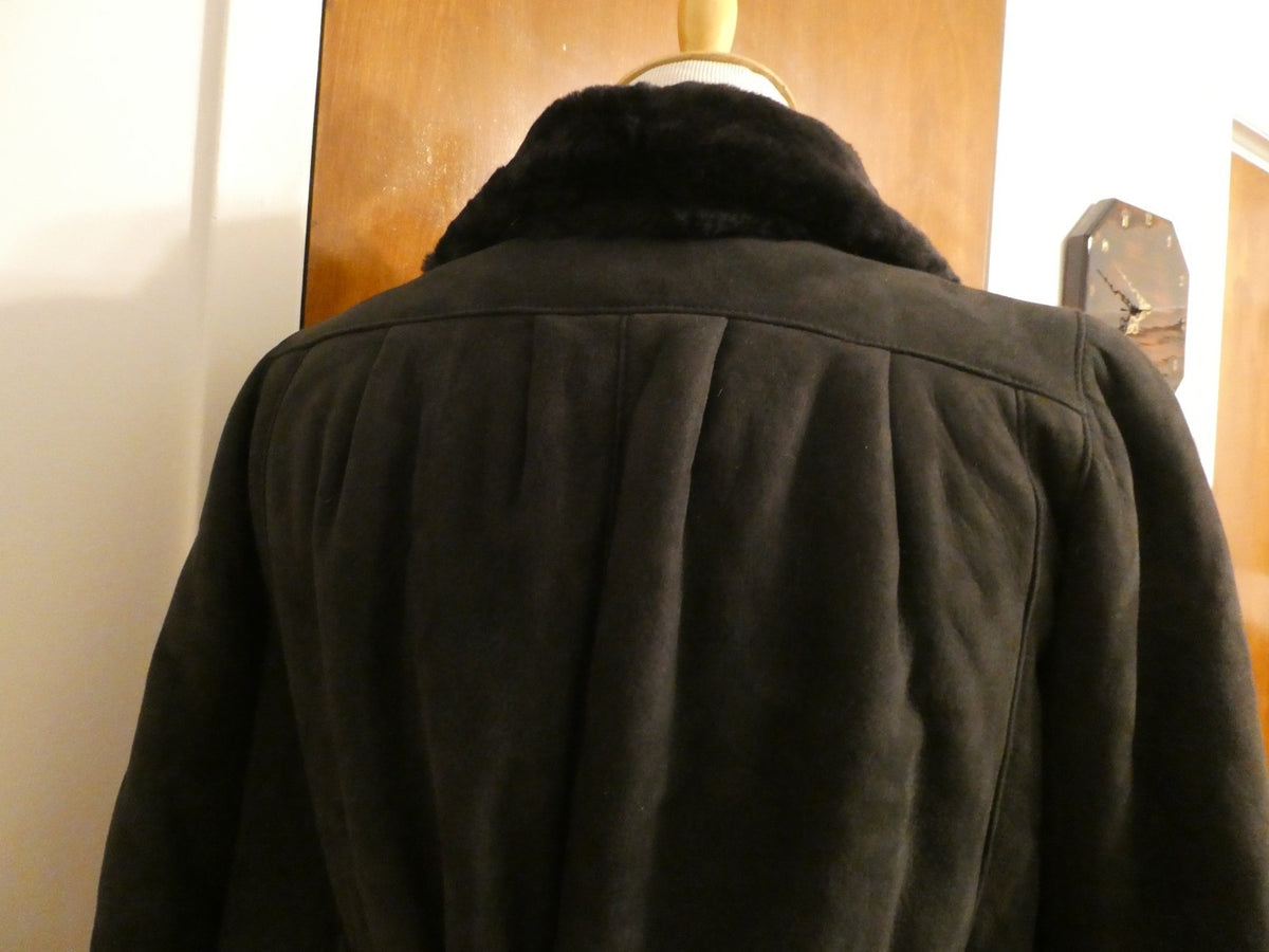 Adarcrea Women Black Shearling Sheepskin A-Line Winter Coat SZ 10 (US 14) Spain