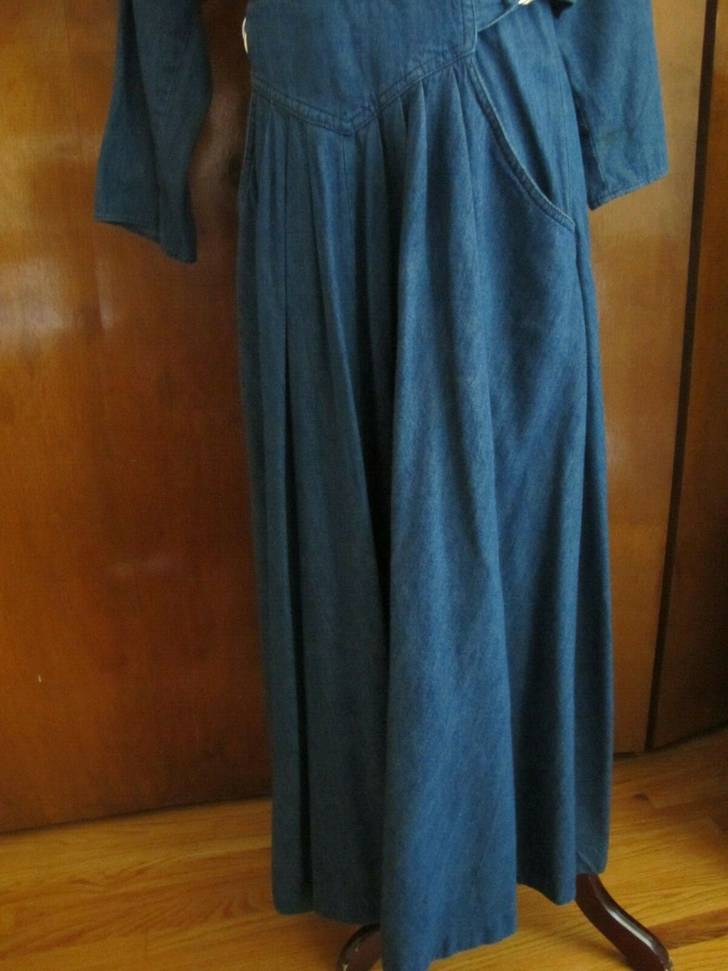 Fads Women's Blue Jean Long A-line Dress Cotton Size 7/8