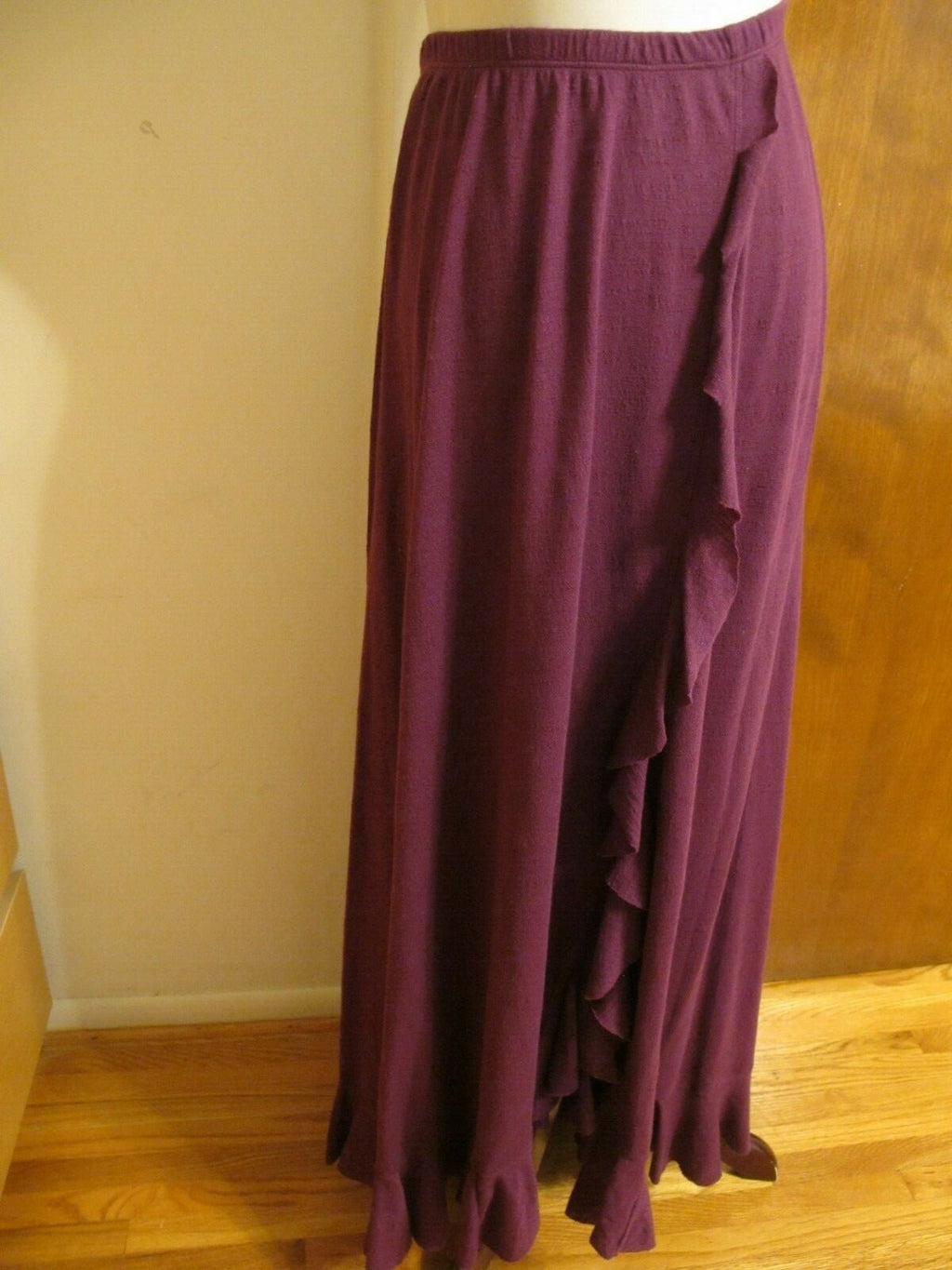 Free People Women's Plum Berry Detailed Long Soft Cotton Polyester  Skirt Small 