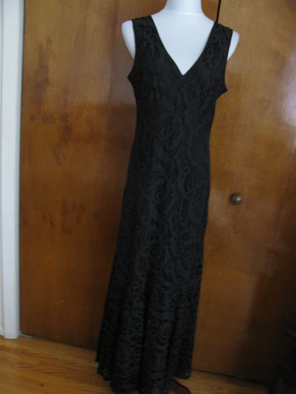Impulse women's black fabric crafted lined evening dress Large 