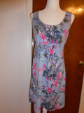 Tommy Bahama Women's Petite S/P Floral Tropical Summer Dress Cotton Modal Blue 