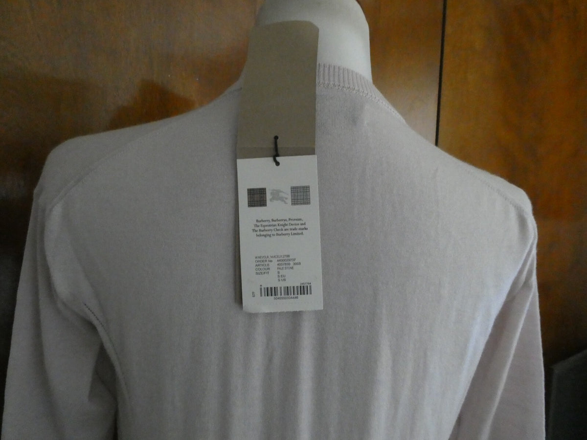 Authentic Burberry Women's Buttoned Long Sleeve Pale Stone Cardigan Small