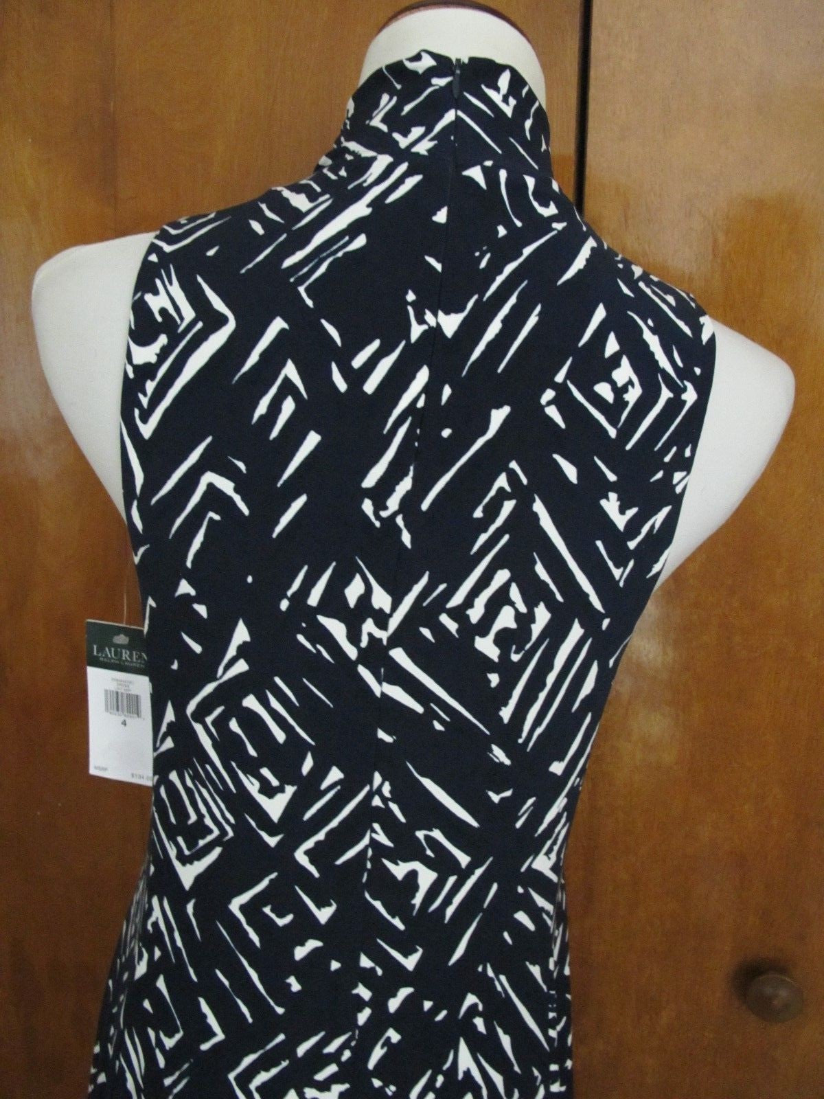 Ralph Lauren women's navy white lined A-line dress New
