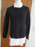 By Bloomingdale's Sweater Black Long Sleeves Layered Look Cashmere Women's L New