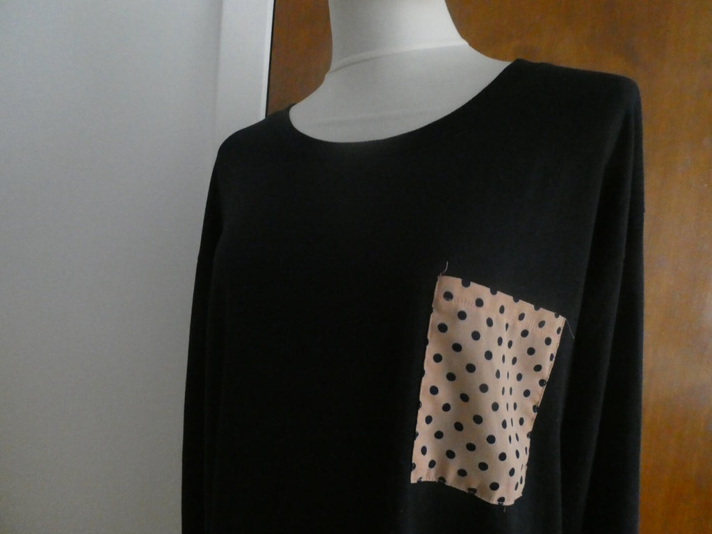 Tulipian women's black multi color long sleeves top size large