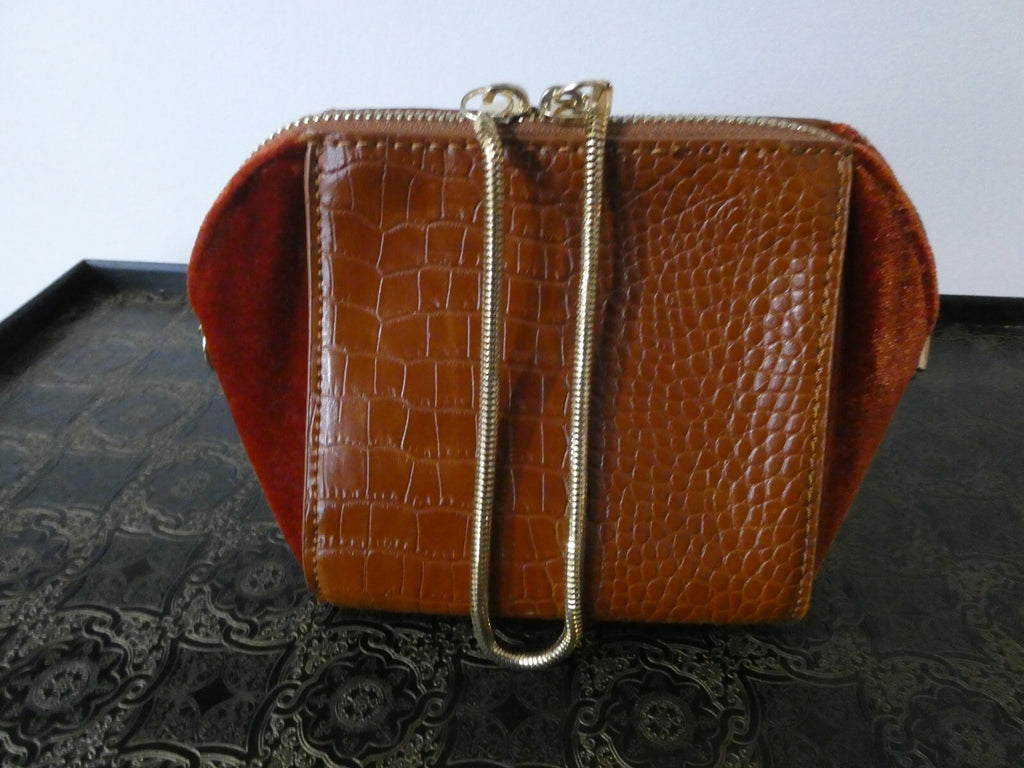 Street Level Orange/Brown Small Crossbody Tote Purse